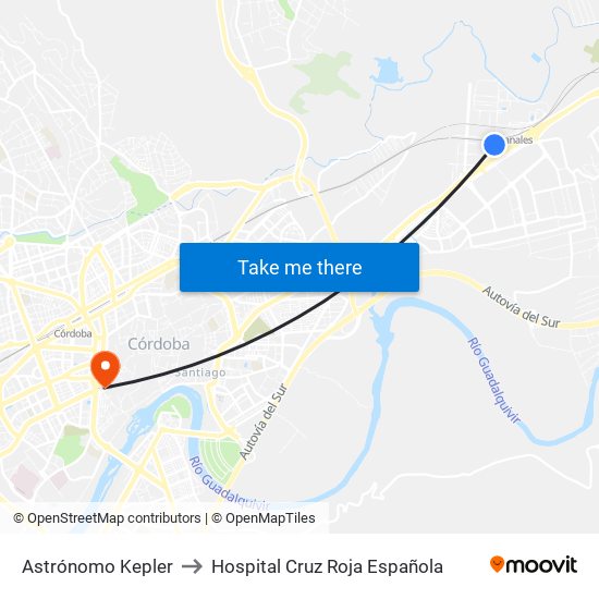 Astrónomo Kepler to Hospital Cruz Roja Española map