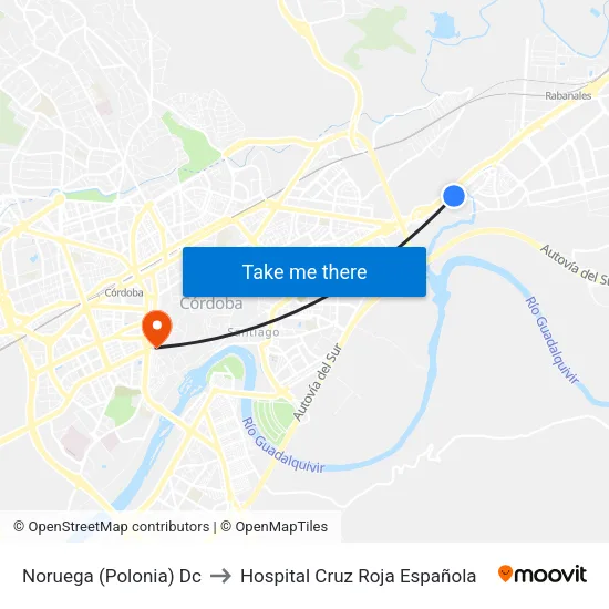 Noruega (Polonia) Dc to Hospital Cruz Roja Española map