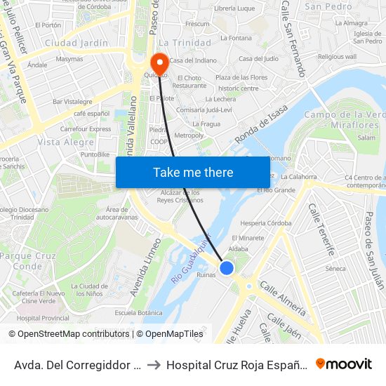 Avda. Del Corregiddor Dc to Hospital Cruz Roja Española map