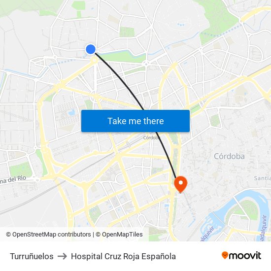 Turruñuelos to Hospital Cruz Roja Española map