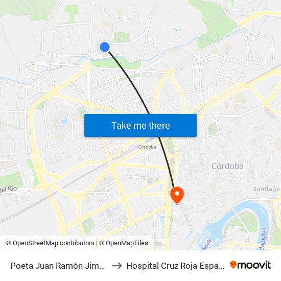 Poeta Juan Ramón Jiménez to Hospital Cruz Roja Española map