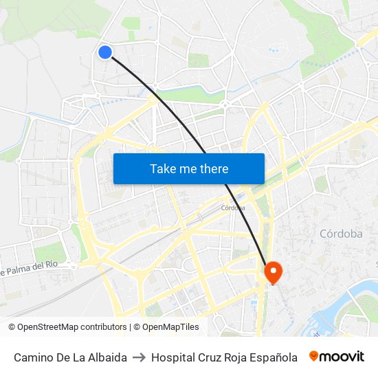 Camino De La Albaida to Hospital Cruz Roja Española map