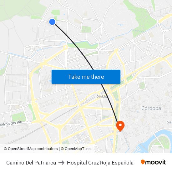 Camino Del Patriarca to Hospital Cruz Roja Española map