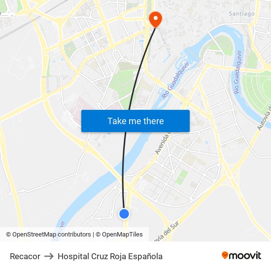 Recacor to Hospital Cruz Roja Española map