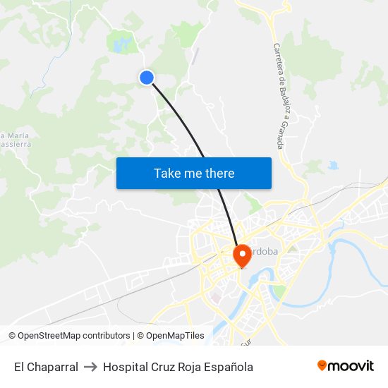 El Chaparral to Hospital Cruz Roja Española map