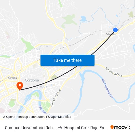 Campus Universitario Rabanales to Hospital Cruz Roja Española map