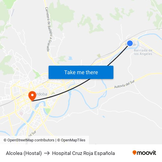 Alcolea (Hostal) to Hospital Cruz Roja Española map