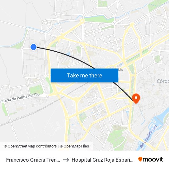 Francisco Gracia Trenas to Hospital Cruz Roja Española map