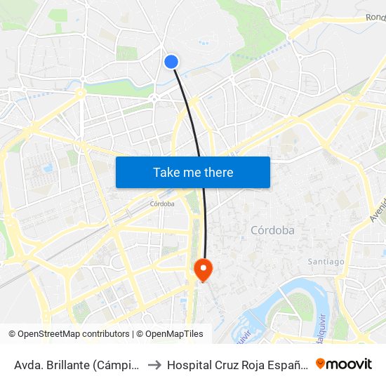 Avda. Brillante (Cámping) to Hospital Cruz Roja Española map