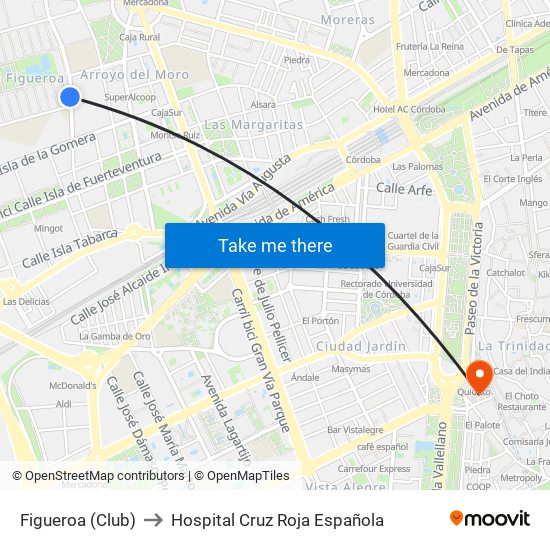 Figueroa (Club) to Hospital Cruz Roja Española map
