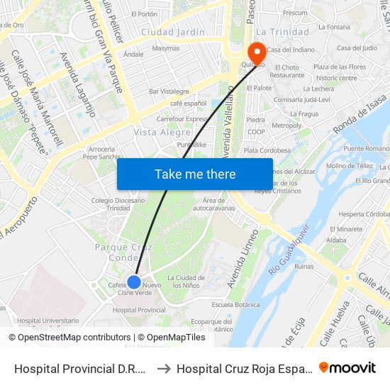 Hospital Provincial D.R.Sofía to Hospital Cruz Roja Española map