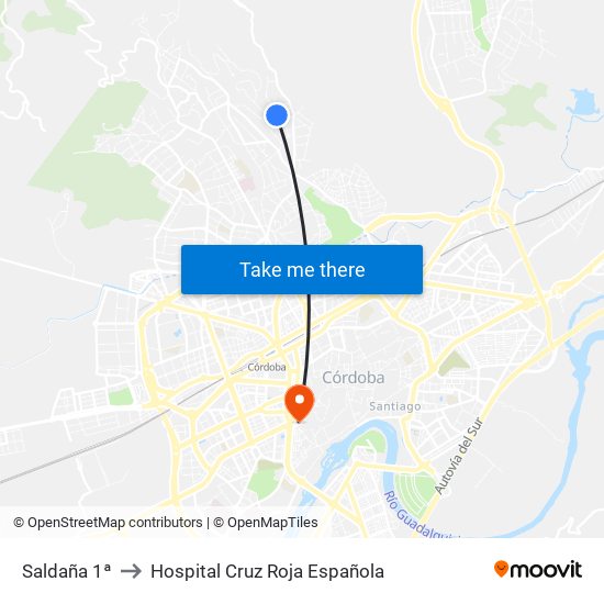 Saldaña 1ª to Hospital Cruz Roja Española map