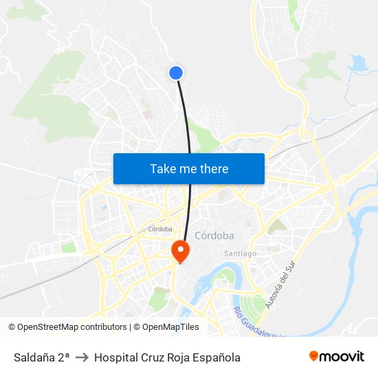 Saldaña 2ª to Hospital Cruz Roja Española map