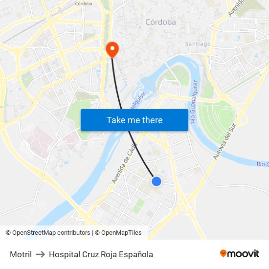 Motril to Hospital Cruz Roja Española map