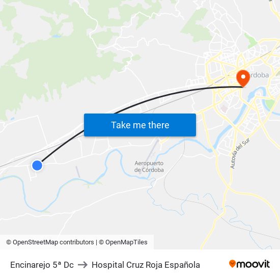 Encinarejo 5ª Dc to Hospital Cruz Roja Española map