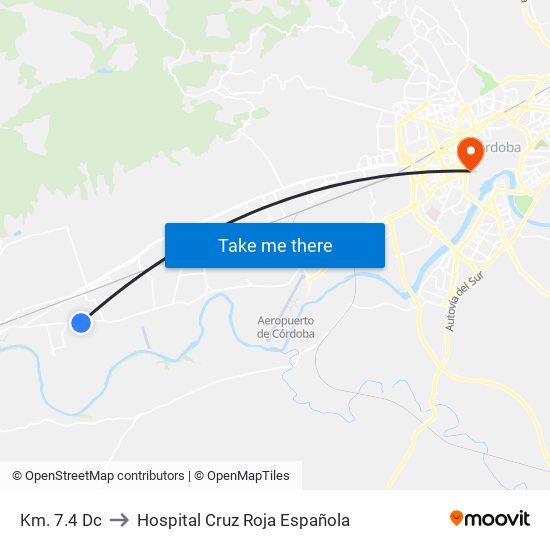 Km. 7.4 Dc to Hospital Cruz Roja Española map