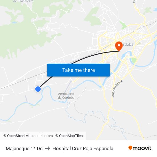 Majaneque 1ª Dc to Hospital Cruz Roja Española map