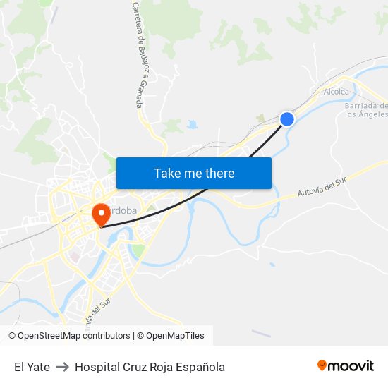 El Yate to Hospital Cruz Roja Española map