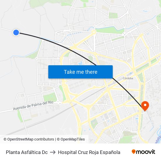 Planta Asfáltica Dc to Hospital Cruz Roja Española map