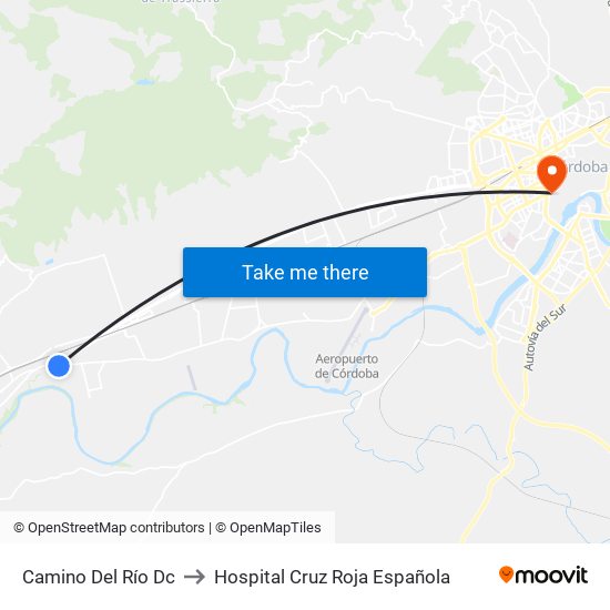 Camino Del Río Dc to Hospital Cruz Roja Española map