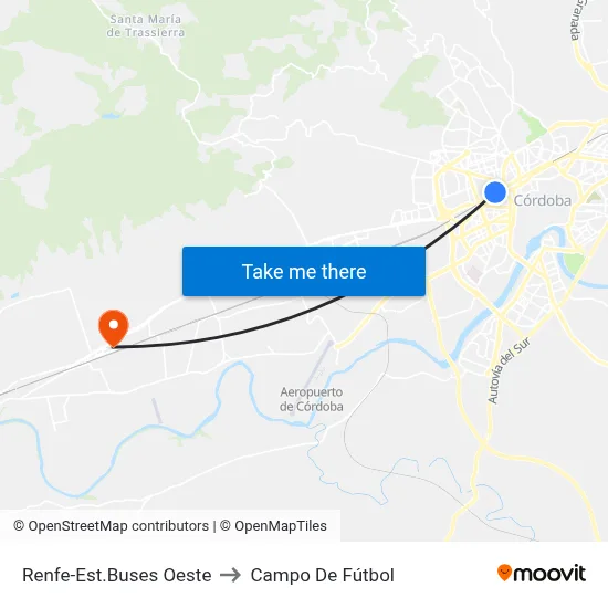Renfe-Est.Buses Oeste to Campo De Fútbol map