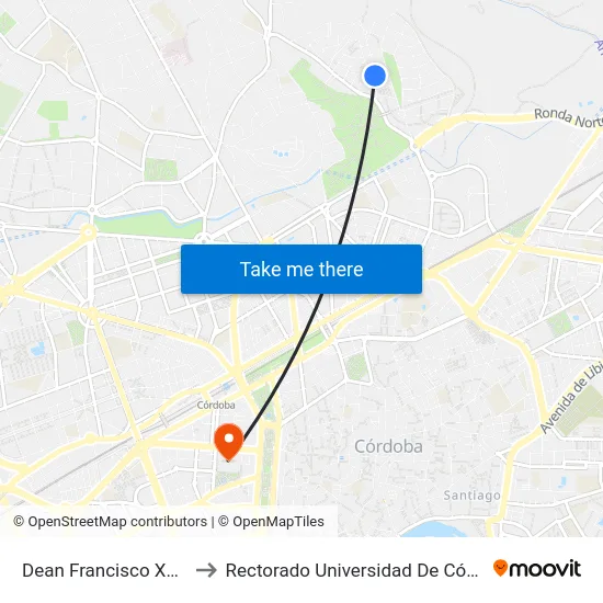 Dean Francisco Xavier to Rectorado Universidad De Córdoba map