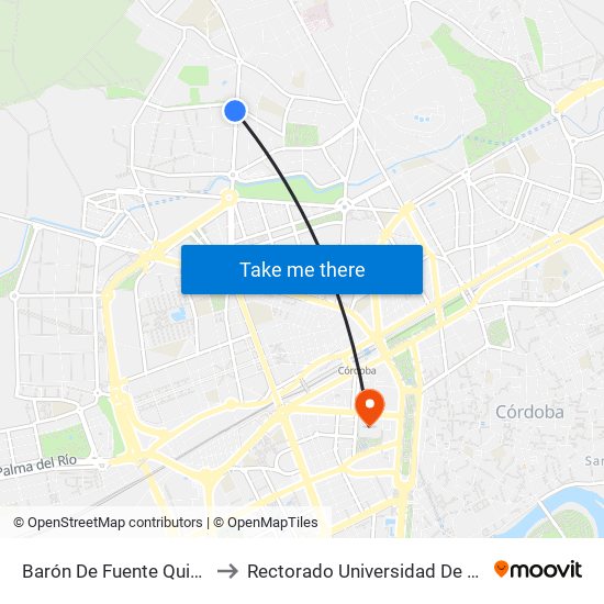 Barón De Fuente Quintos 1ª to Rectorado Universidad De Córdoba map