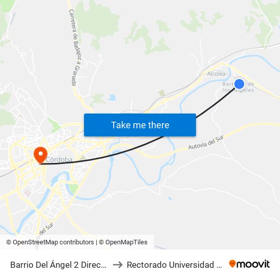 Barrio Del Ángel 2 Dirección Prisión to Rectorado Universidad De Córdoba map