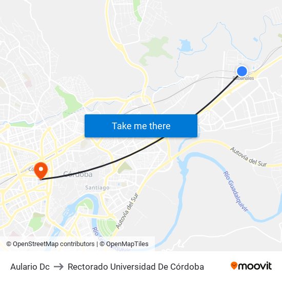 Aulario Dc to Rectorado Universidad De Córdoba map
