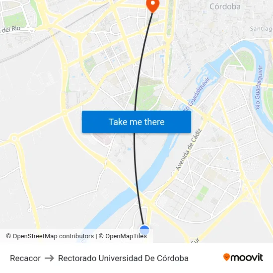 Recacor to Rectorado Universidad De Córdoba map