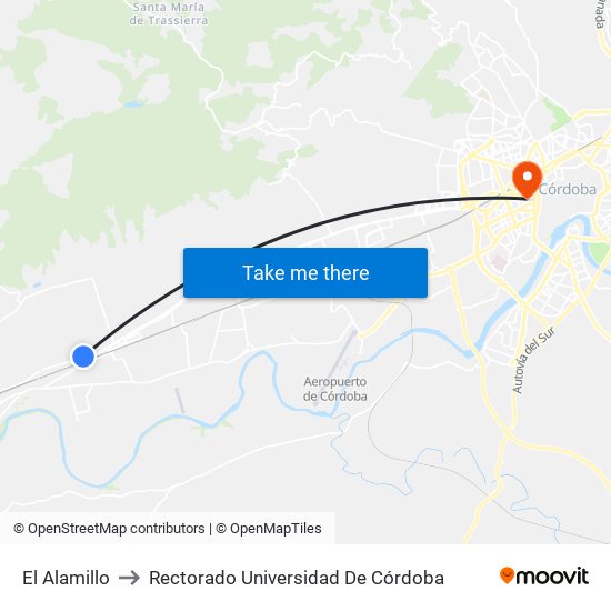 El Alamillo to Rectorado Universidad De Córdoba map