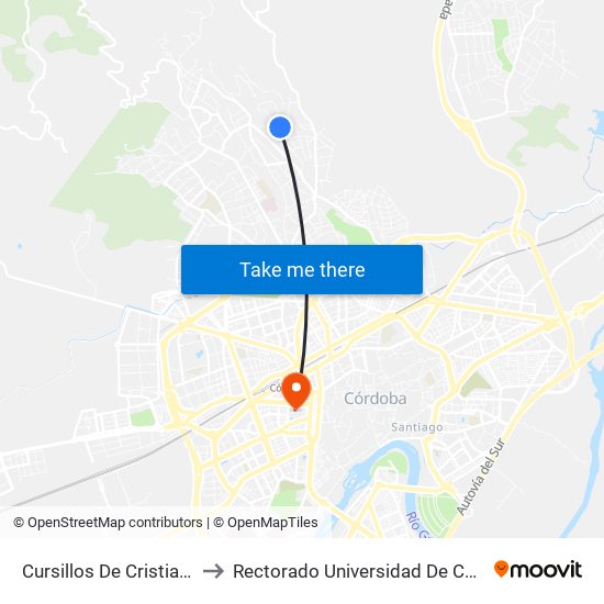 Cursillos De Cristiandad to Rectorado Universidad De Córdoba map