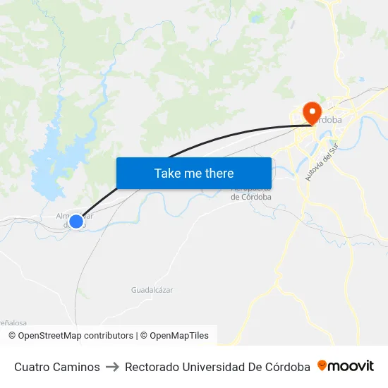 Cuatro Caminos to Rectorado Universidad De Córdoba map