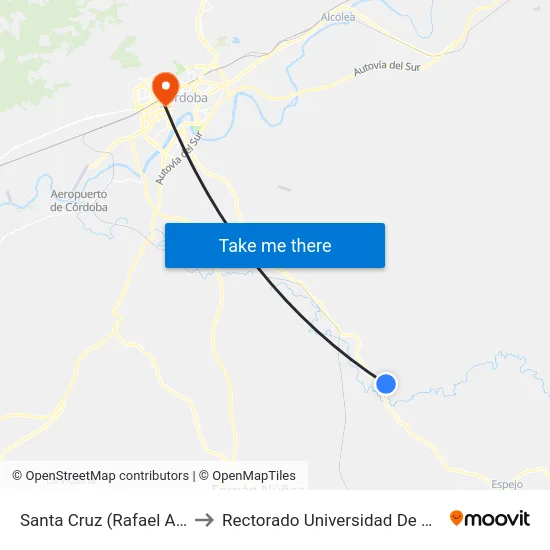 Santa Cruz (Rafael Alberti) to Rectorado Universidad De Córdoba map