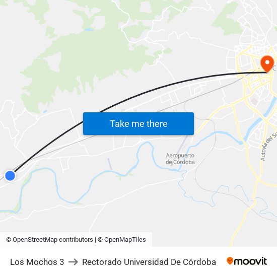 Los Mochos 3 to Rectorado Universidad De Córdoba map
