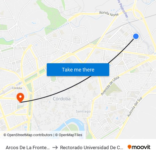 Arcos De La Frontera 1ª to Rectorado Universidad De Córdoba map