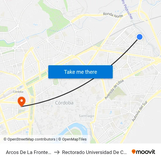 Arcos De La Frontera 1ª to Rectorado Universidad De Córdoba map
