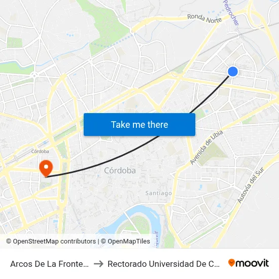 Arcos De La Frontera 2ª to Rectorado Universidad De Córdoba map