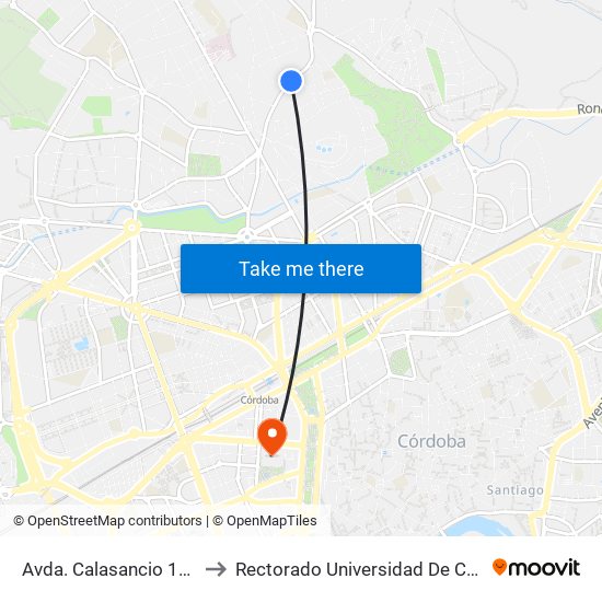 Avda. Calasancio 1ª. D.C. to Rectorado Universidad De Córdoba map