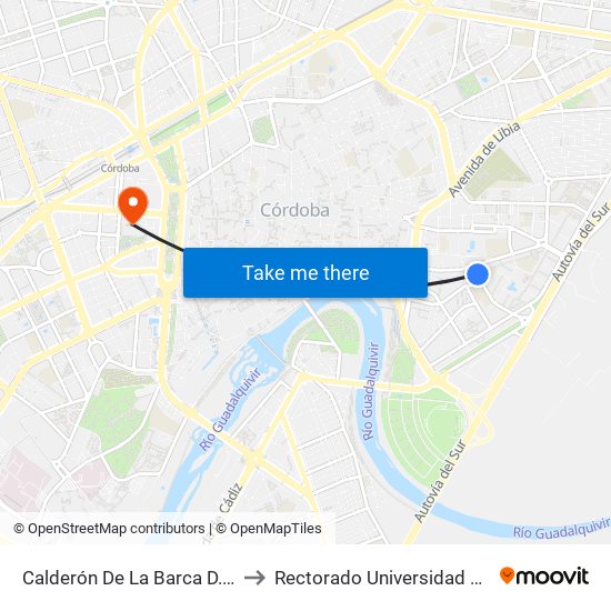 Calderón De La Barca D.C.Sanitaria to Rectorado Universidad De Córdoba map