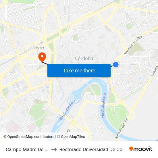 Campo Madre De Dios to Rectorado Universidad De Córdoba map
