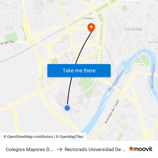 Colegios Mayores D.R.Sofía to Rectorado Universidad De Córdoba map