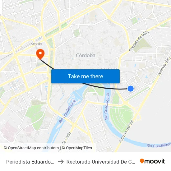 Periodista Eduardo Baro to Rectorado Universidad De Córdoba map