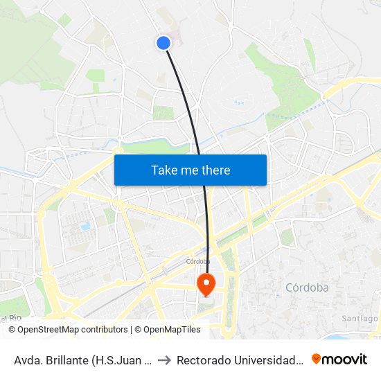 Avda. Brillante (H.S.Juan De Dios)  D.C. to Rectorado Universidad De Córdoba map