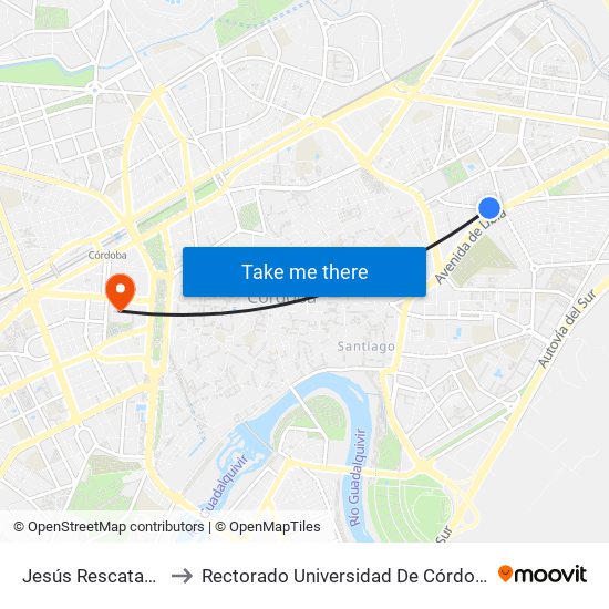 Jesús Rescatado to Rectorado Universidad De Córdoba map