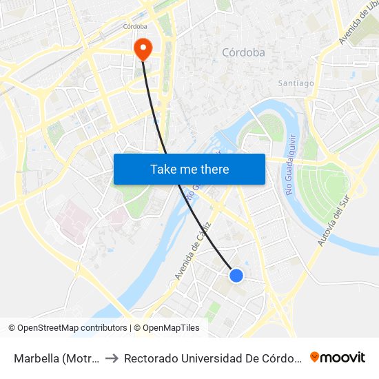 Marbella (Motril) to Rectorado Universidad De Córdoba map