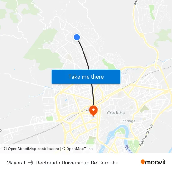 Mayoral to Rectorado Universidad De Córdoba map