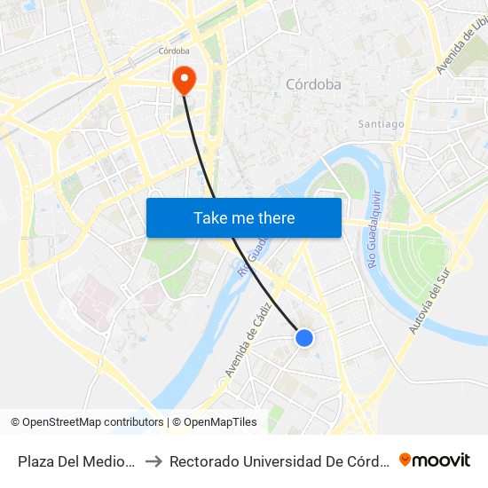 Plaza Del Mediodía to Rectorado Universidad De Córdoba map