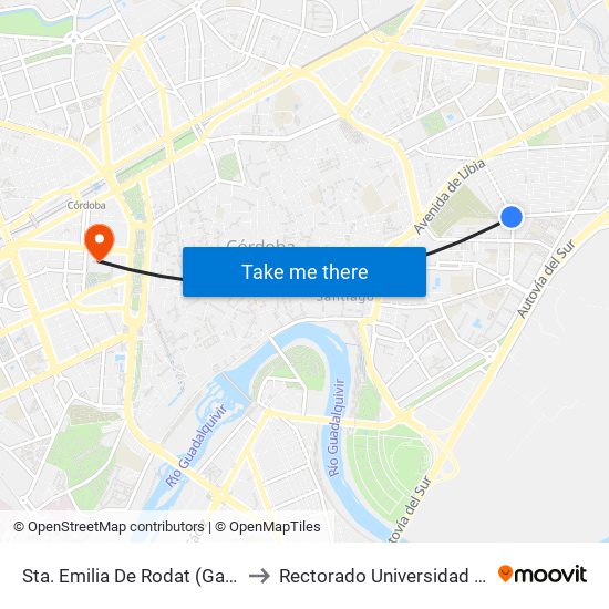 Sta. Emilia De Rodat (Gago Jiménez) to Rectorado Universidad De Córdoba map