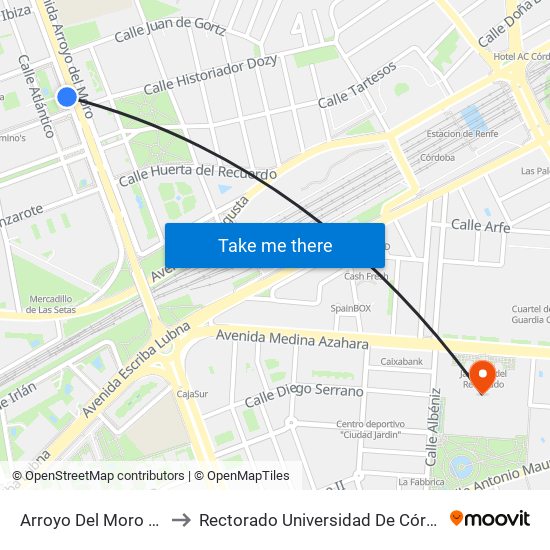 Arroyo Del Moro D.C. to Rectorado Universidad De Córdoba map